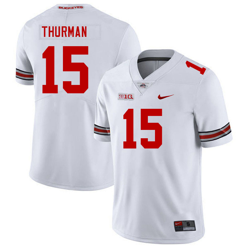 Ohio State Buckeyes Jelani Thurman Men's #15 White Authentic Stitched College Football Jersey